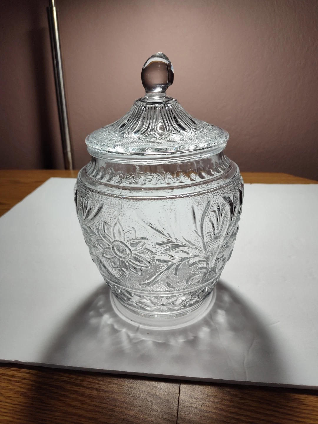Vintage Sandwich Cookie Jar By Anchor Hocking, 1939-1964, Pressed Glass RARE.