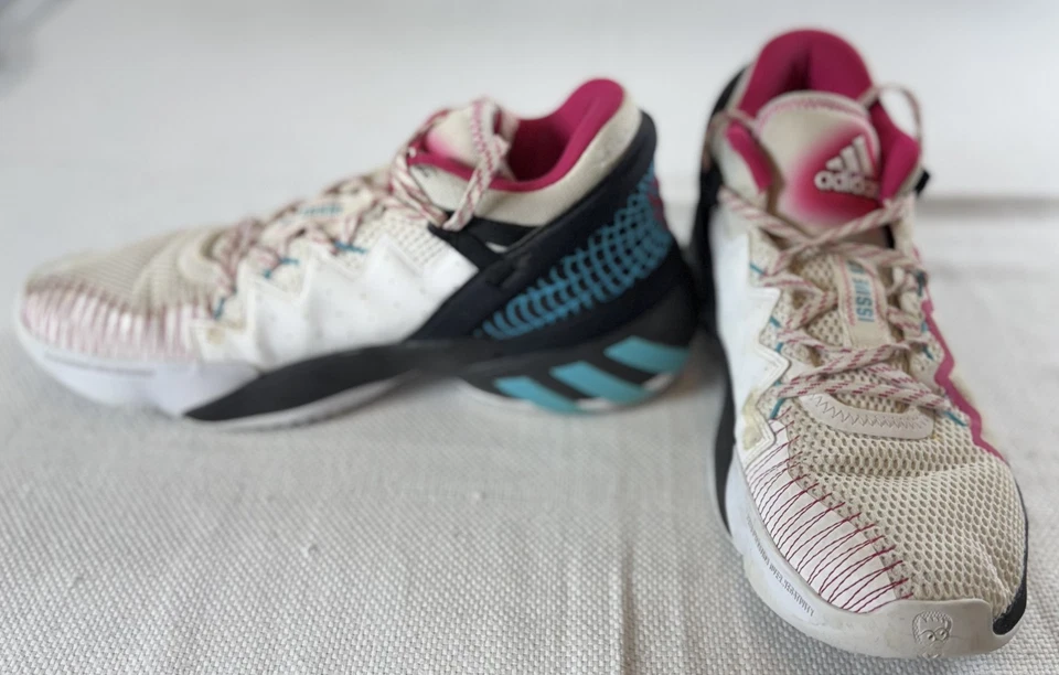 Adidas D.O.N. Edición #2 Zapatos Para Hombre 9.5 Blanco Rosa Azul Tenis de Baloncesto FX3457 Foto 4 de 4