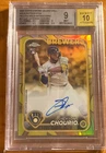 2024 Topps Chrome Gilded Jackson Chourio Yellow Rookie RC Autograph /75 BGS 9