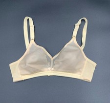 RARE VTG Bali Flower Seamless Softcup Bra 32C Beige Sheer Mesh Style 1885