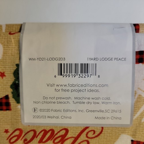 1 Pre Cut Yard Of Create It “Lodge Peace” 100% Cotton-Deer Wreath Beige Fabric - Picture 4 of 4
