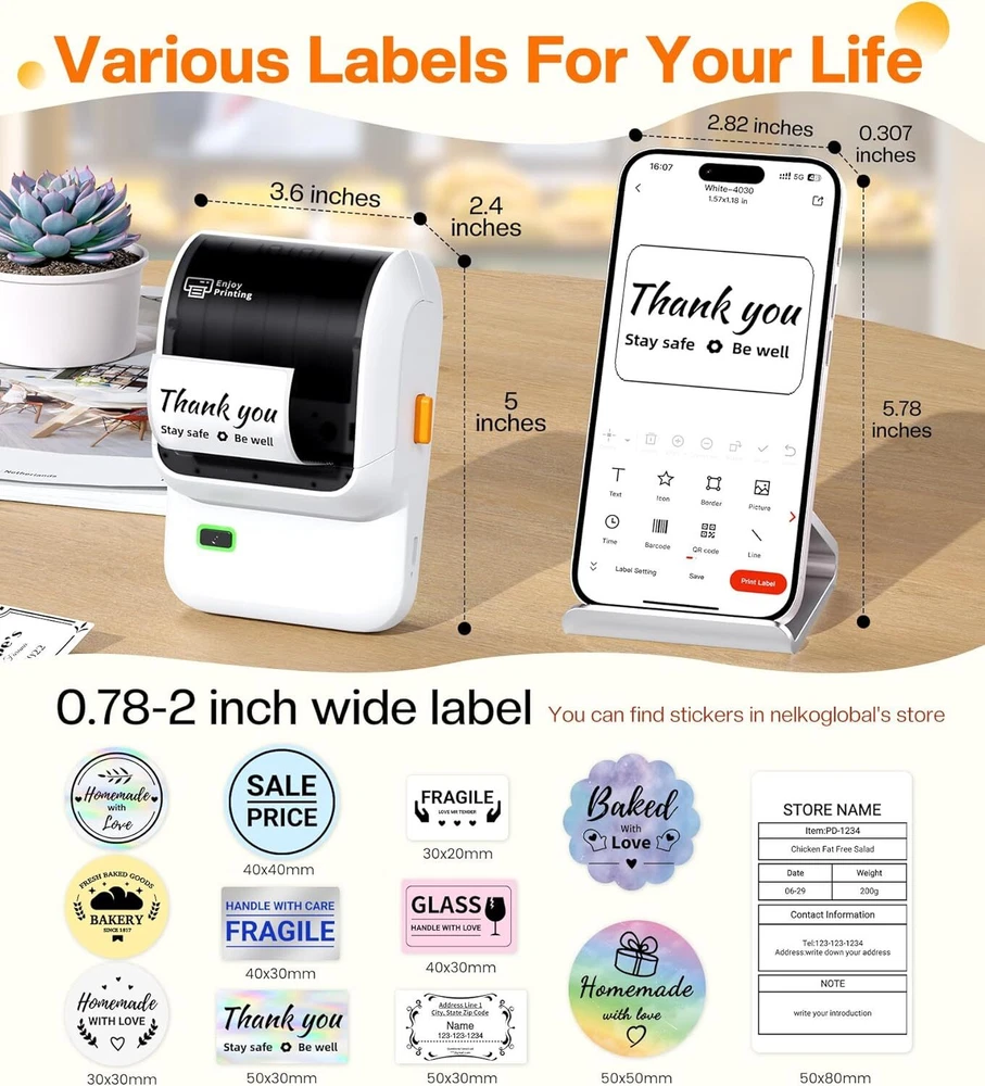 M100 Thermal Label Maker Machine with Tapes for Address Labels