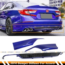 FOR 18-22 ACCORD STILL NIGHT PEARL BLUE YOFER REAR BUMPER DIFFUSER+CORNER APRON