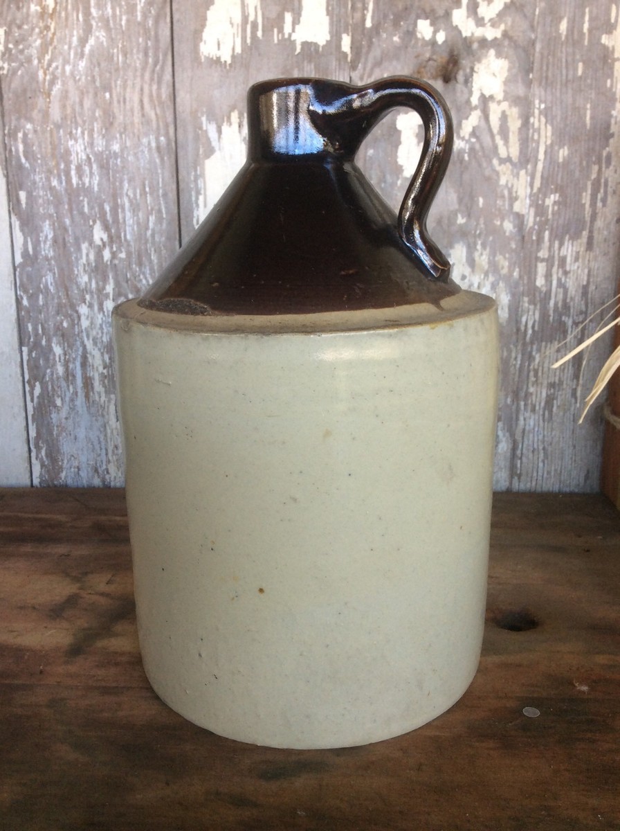 Vintage Two Tone One Gallon Crock Jug ? , Whiskey Stoneware