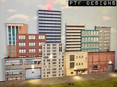 “10 City Building Flats 3D Collage #2”  Background S Scale Scratch Built Up 