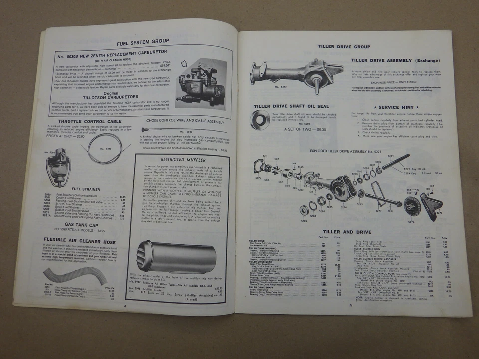 Catálogo de piezas de fábrica Frazer Rototiller/Tiller vintage B1-7 B1-6 edición 1985 Foto 4 de 4