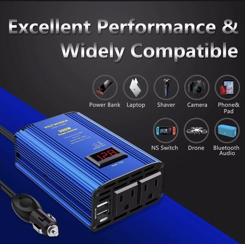 Power Inverter 300W Car Inverter DC 12V to 110V AC Converter with LED Display & - Picture 2 of 6