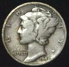 1942-P 10C Mercury Dime 90% Silver 21osh0331