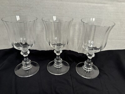 Mikasa Crystal 3 Stemware 7  Tall Wine Glass Disk & Ball Stem Rubbed Effect