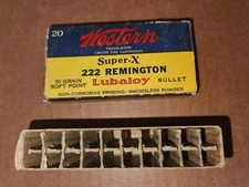 Vintage Western Super-X 222 Remington Lubaloy Empty Ammo Box with Insert .222