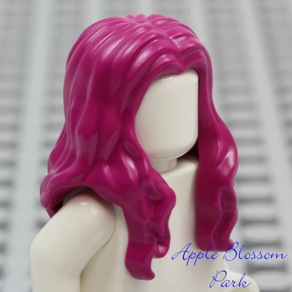 NUEVO Lego Niña Minifigura Largo Oscuro PELO ROSA Amigos Mujer Ondulado Hombro Cabeza Equipo Foto 3 de 4