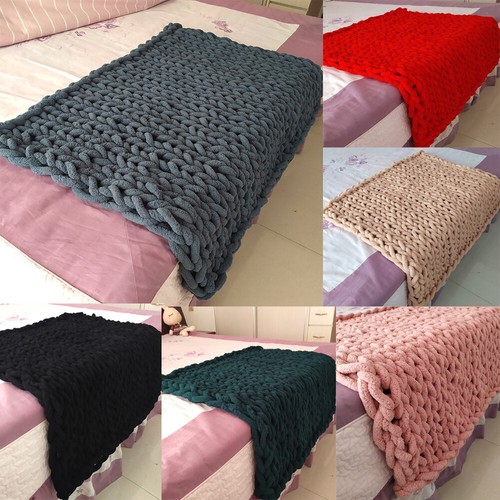 Gestrickte Wolldecke 100x100 Cm - Grobe Strickoptik, Weich, In Vielen Farben