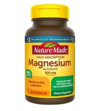 High Absorption Magnesium Glycinate 200 mg capsules, 60 each, Nature Made
