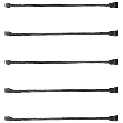 5 Pack 4-Pin PWM Fan Splitter Cable, Sleeved Braided Adapter Computer PC Fan ...