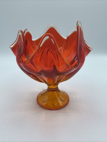 Vintage VIKING hand Blown Bowl Red/orange Glass - Picture 6 of 11