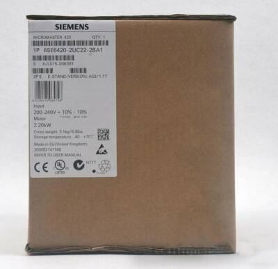 One New Siemens 6SE6420-2UC22-2BA1 6SE64202UC222BA1 In Box Expedited Shipping 