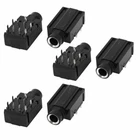 6.35mm Stereo Socket Headphones Jack 9 Pins PCB Panel Mount Adapter 6 Pcs Black