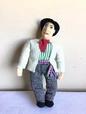 Vtg Handcrafted Hand Painted Posable Male Shepard Cloth Folk Art Doll 9.5" Tall