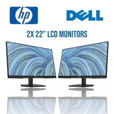 2 x 22" Dell HP LG Acer Samsung Matching LCD Monitors DP DVI VGA GRADE A