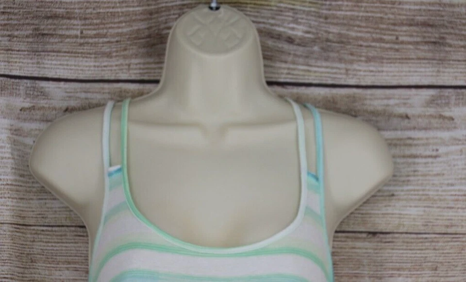 Camiseta sin mangas Victorias Secret Tee Shop para mujer talla pequeña entrecruzada a rayas azul Foto 2 de 4