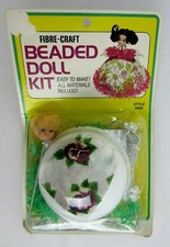 Vintage 1974 Pansy Print Dress Beaded Doll Kit 9424 Fibre-Craft NIP
