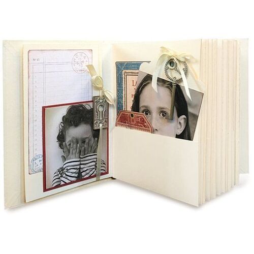 GRAPHIC 45 "IVORY RECTANGLE TAG & POCKET ALBUM" 6x8x3 INCHES SCRAPJACK'S PLACE - Picture 3 of 4