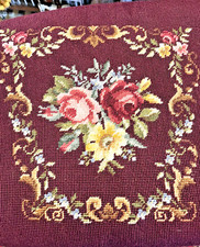 VTG "BUCILLA" PREWORKED FLORAL NEEDLEPOINT LARGE CANVAS, FLORAL 9692