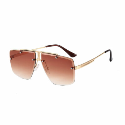Fashion Square Pilot Sunglasses Designer Mens Driving Outdoor Rimless Glasses