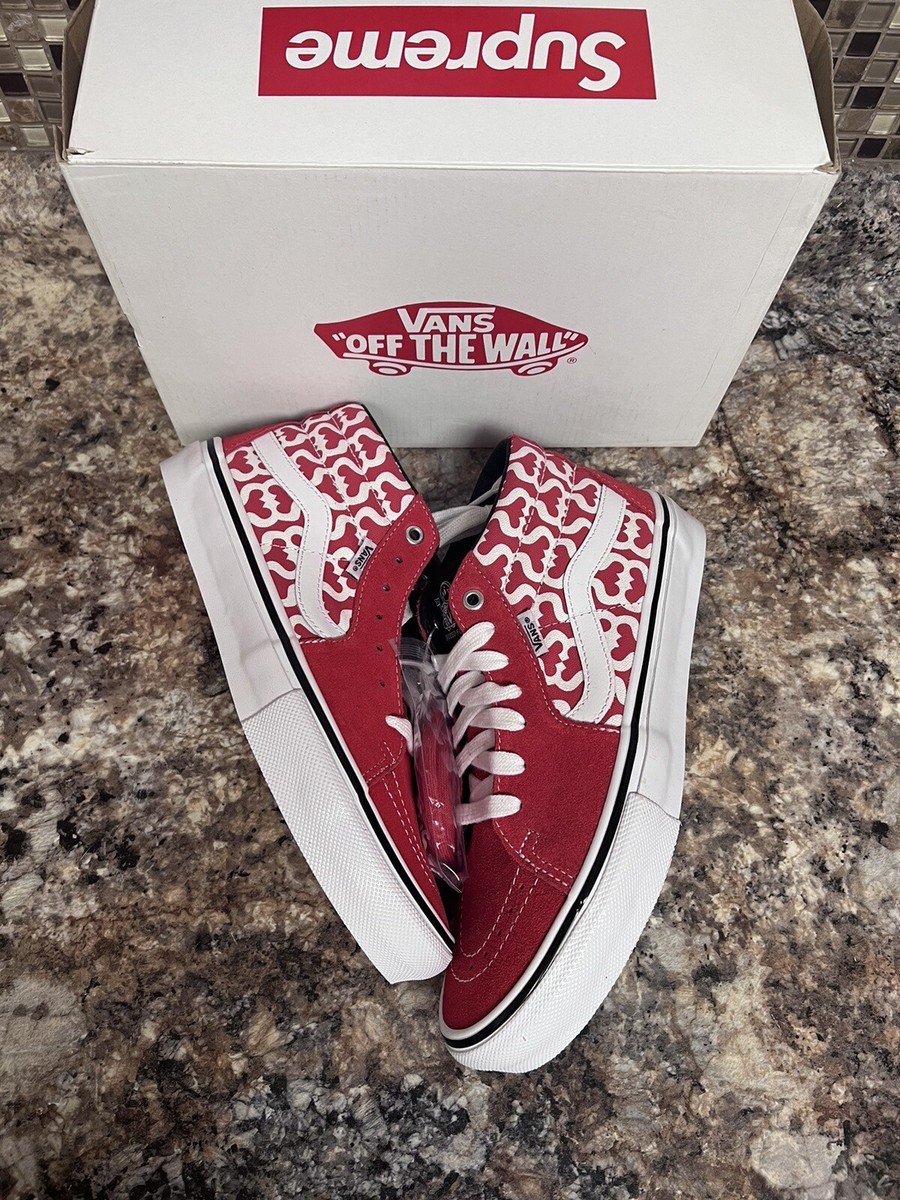 Supreme vans skate sk8 grosso mid red monogram S logo size 9