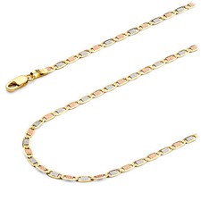 Wellingsale 14k Tri Color Gold Solid 2.1mm Valentino Chain Necklace