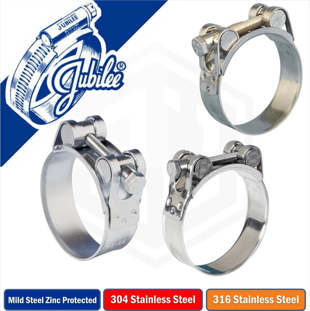 Jubilee Super clamps Heavy Duty T Bolt Stainless A2 A4 Marine Steel