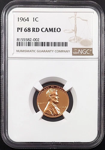 1964 Proof Lincoln Cent certified PF 68 RD Cameo by NGC! sku 82002