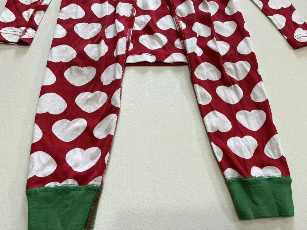 120cm 6 7 Years Hanna Andersson Red White Green Christmas Heart Pajamas