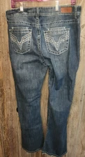 VGS Womens Denim Jeans Blue Bootcut Western Rodeo Embroidered Rhinestones Sz 12