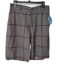 Wave Zone Mens SZ 34 Swim Trunk Black Check Hybrid Stretch Board Short 