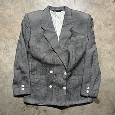 Vintage 80s Burberrys Grey Wool Double Breasted Blazer 1980s