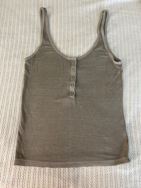 American Eagle Outfitters Soft & Sexy Snap Front Tank Women’s  XS Ribbed Gray