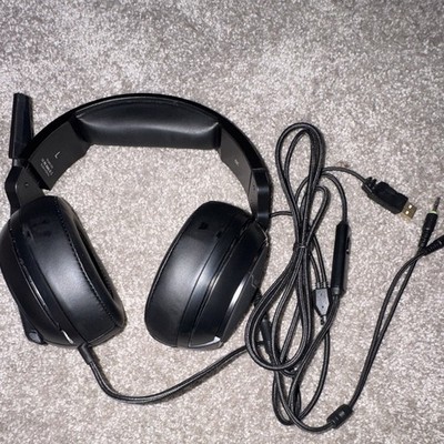 Black Over-Ear Wired Computer Headset Boom Mic, USB & 3.5mm, Volume Control