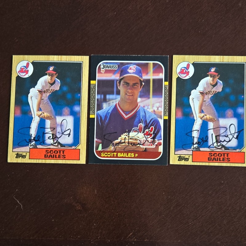 Scott Bailes Cleveland Indians Topps/Donruss Autographed 3-Card Lot