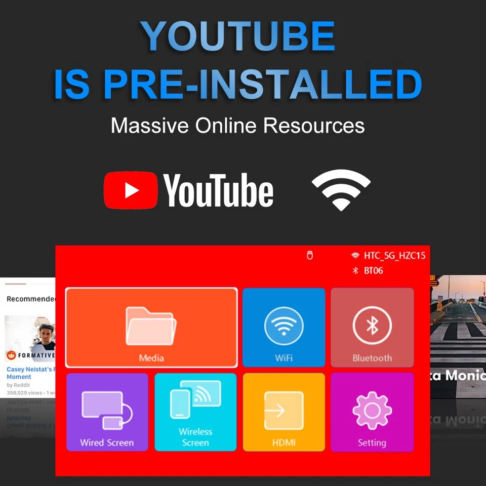 Wifi Home Portable M60 Projector HD 1080P Multi-language - Image 3 of 4