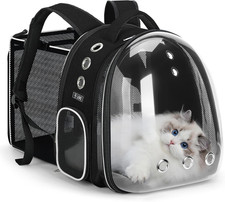 Expandable Cat Backpack Carrier for Travel  Hiking - Black