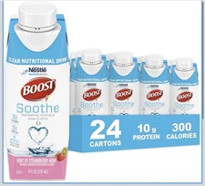 BOOST Soothe Nutritional Drink, Strawberry Kiwi, 8oz Bottles, 24-Pack