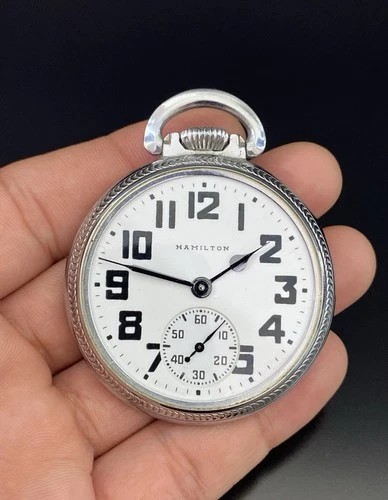 Hamilton 50mm Case Manual Wind 21 Jewels Antique White Dial Pocket Watch -REPAIR