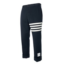 Mb23 THOM BROWNE Brown Cotton Twin 4BAR Chino Trousers Name Tag Used AYAN-0