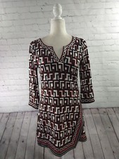 NWOT WHITE HOUSE BLACK MARKET black/maroon/pink/white FAUX WRAP dress - size XS