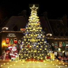 LED Star Waterfall Solar Light Christmas Tree 11ft 350 LED Fairy String Lights