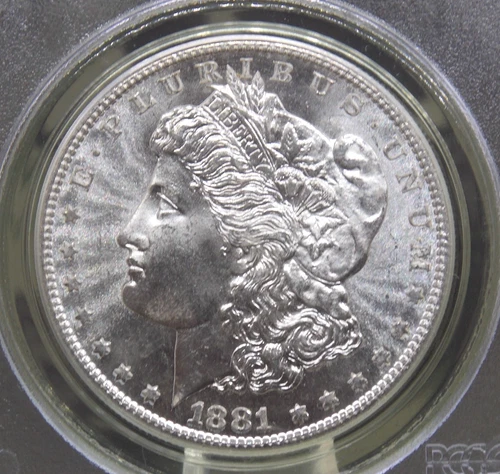 1881 "S" Morgan SILVER Dollar $1 PCGS MS65 #051 OGH Old Green Gem BU Unc ECC&C