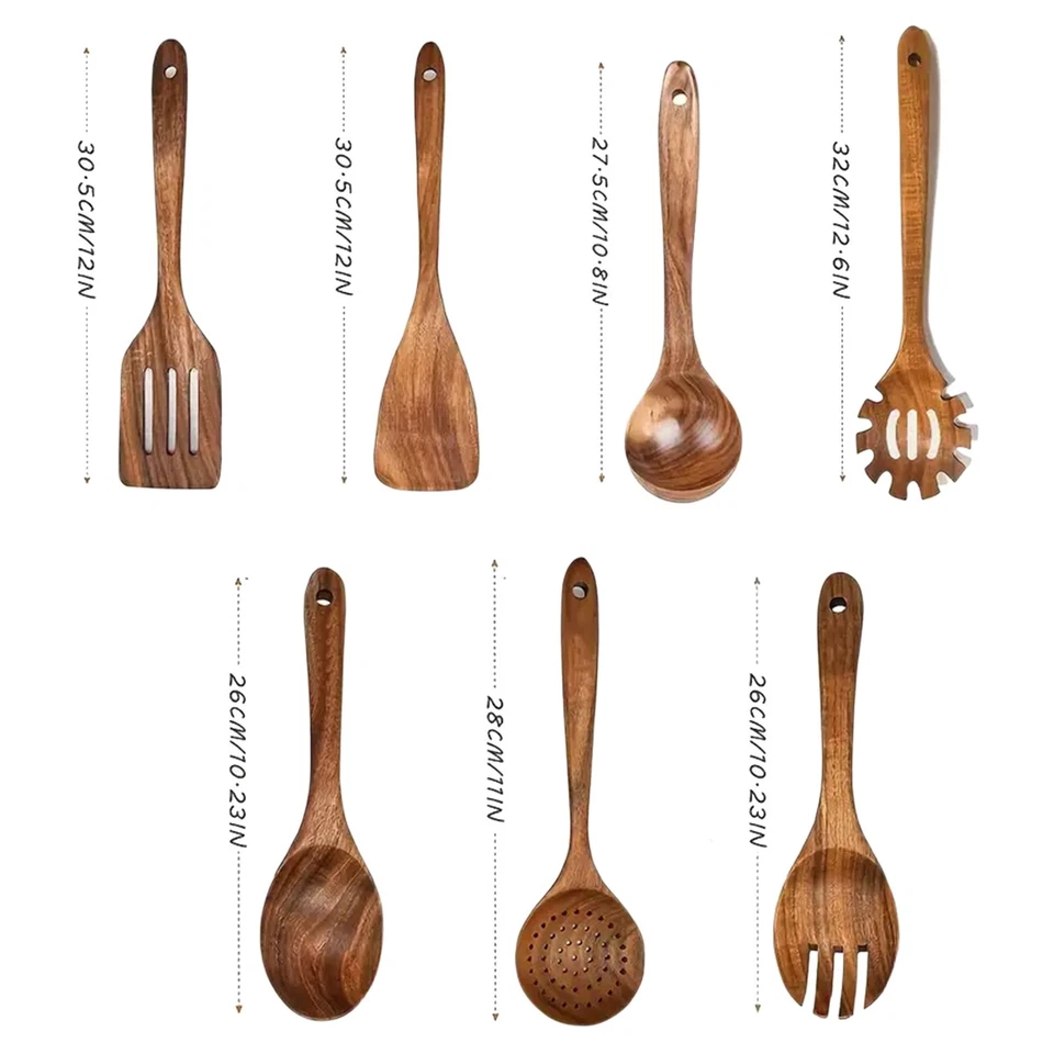 Wooden Kitchen Utensil Set - Natural Cooking Tools - Image 3 of 4
