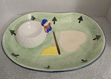 WCL Golf Course Sand Trap Decorative Serving Chip Golfer Figurine Dip Bowl Set