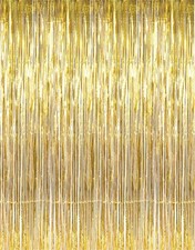 GOER 3.2 ft x 9.8 Metallic Tinsel Foil Fringe One Size, Gold